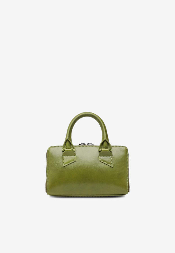 The Attico Mini Friday Leather Top Handle Bag Olive 260WAH00002LBT110A/S_ATTIC-124