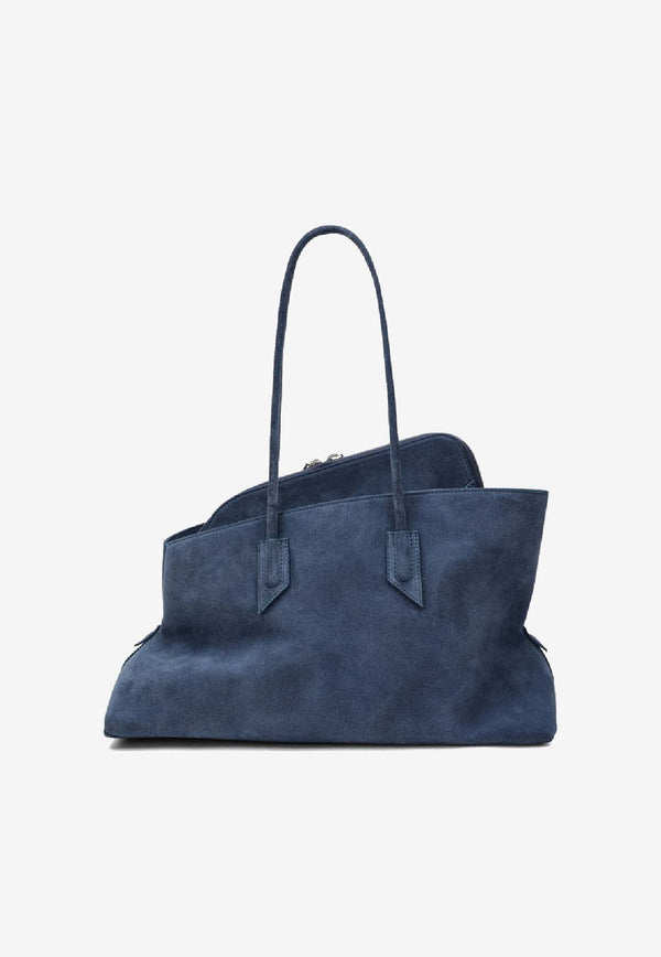 The Attico Medium La Passeggiata Suede Shoulder Bag Blue 260WAH00054LBT007A/S_ATTIC-290