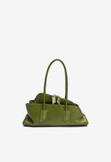 The Attico Small La Passeggiata Leather Shoulder Bag Olive 260WAH00058LBT110A/S_ATTIC-124