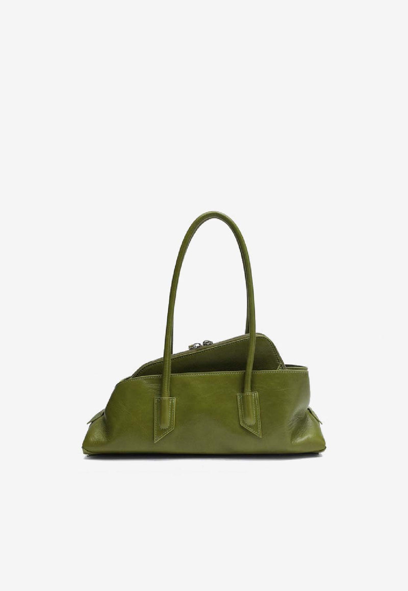The Attico Small La Passeggiata Leather Shoulder Bag Olive 260WAH00058LBT110A/S_ATTIC-124