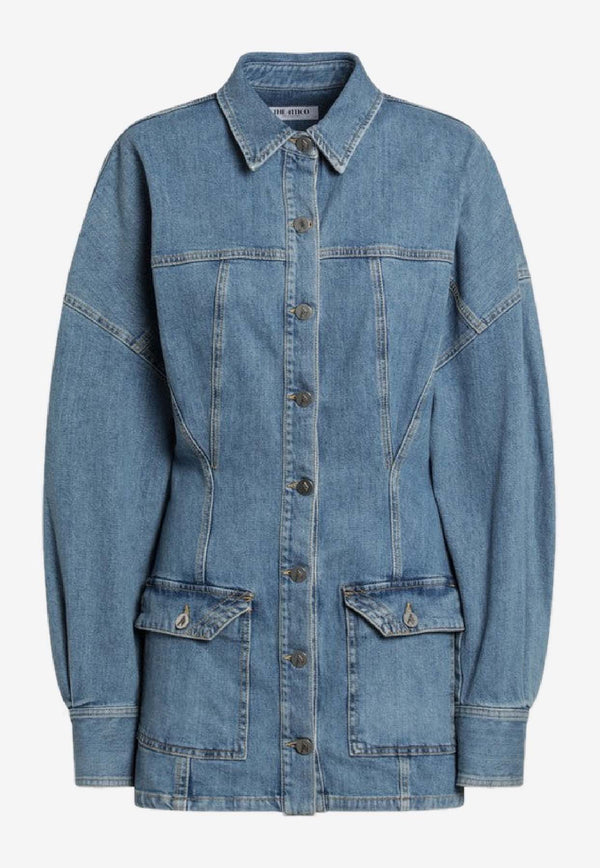 The Attico Logo Patch Denim Mini Dress Denim 260WCA0048DDS001AA/S_ATTIC-024