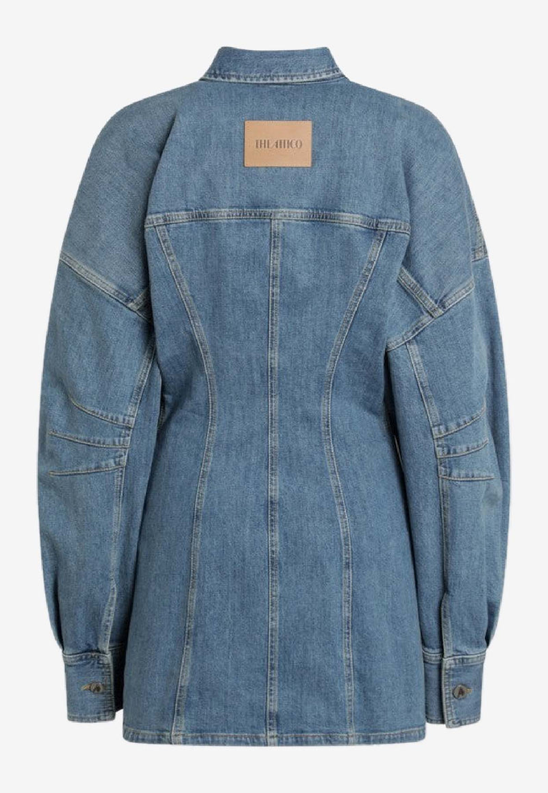 The Attico Logo Patch Denim Mini Dress Denim 260WCA0048DDS001AA/S_ATTIC-024