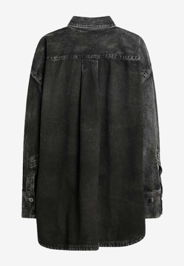 The Attico Washed Denim Asymmetric Shirt Black 260WCB0006CCC129WS/S_ATTIC-414