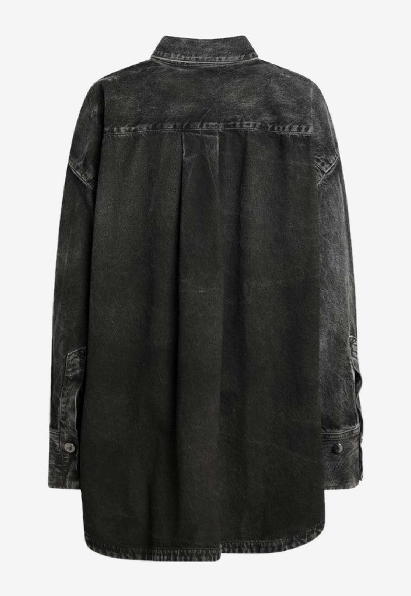The Attico Washed Denim Asymmetric Shirt Black 260WCB0006CCC129WS/S_ATTIC-414
