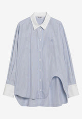 The Attico Striped Shirt with Embroidered-Logo Light Blue 260WCH0000CCC127AA/S_ATTIC-264