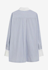 The Attico Striped Shirt with Embroidered-Logo Light Blue 260WCH0000CCC127AA/S_ATTIC-264