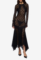 Asymmetric Lace Midi Dress