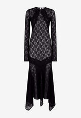 Asymmetric Lace Midi Dress
