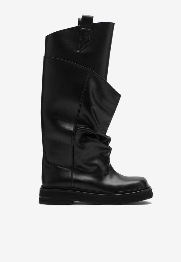 The Attico La Passeggiata Leather Knee-High Boots Black 260WSH0090LBT019AA/S_ATTIC-100