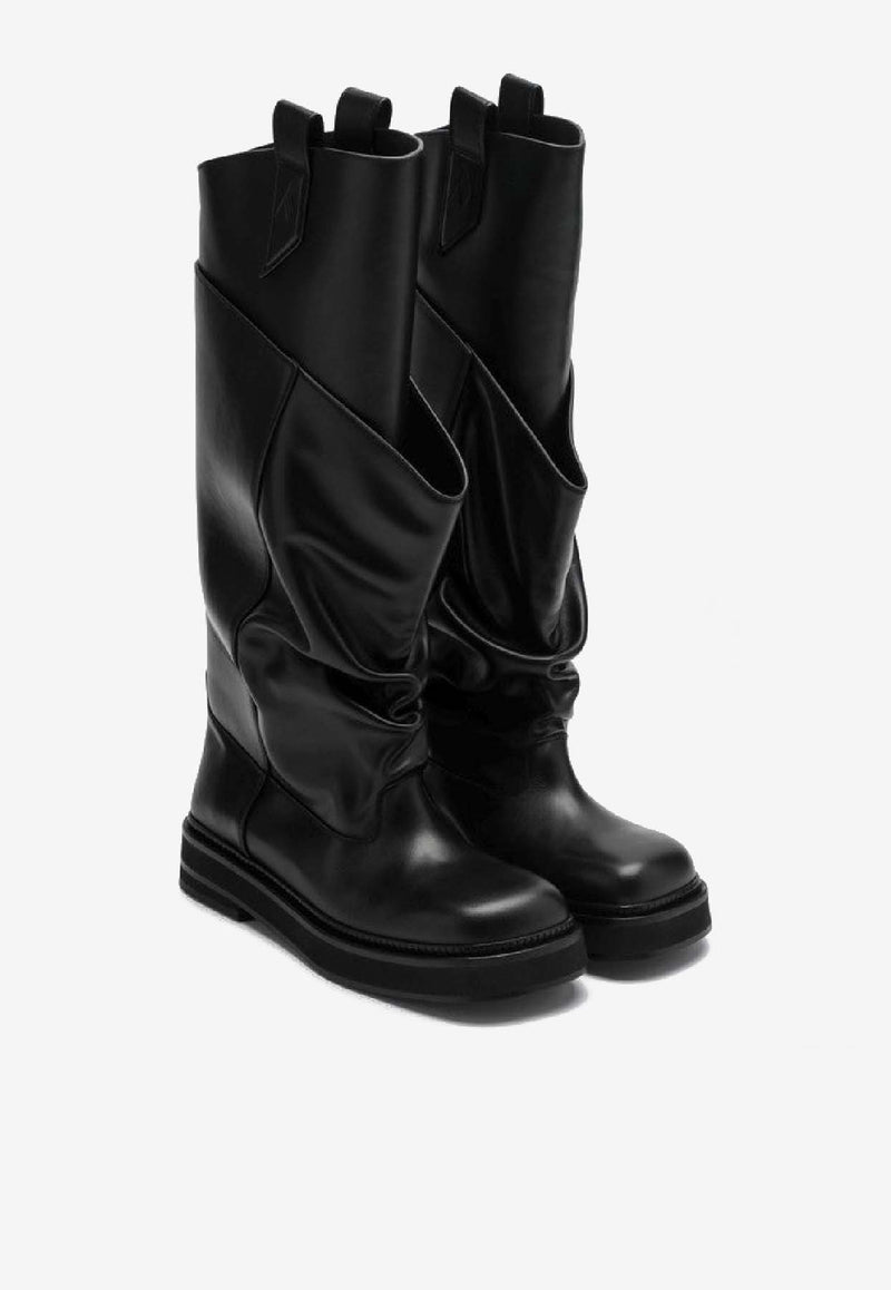The Attico La Passeggiata Leather Knee-High Boots Black 260WSH0090LBT019AA/S_ATTIC-100