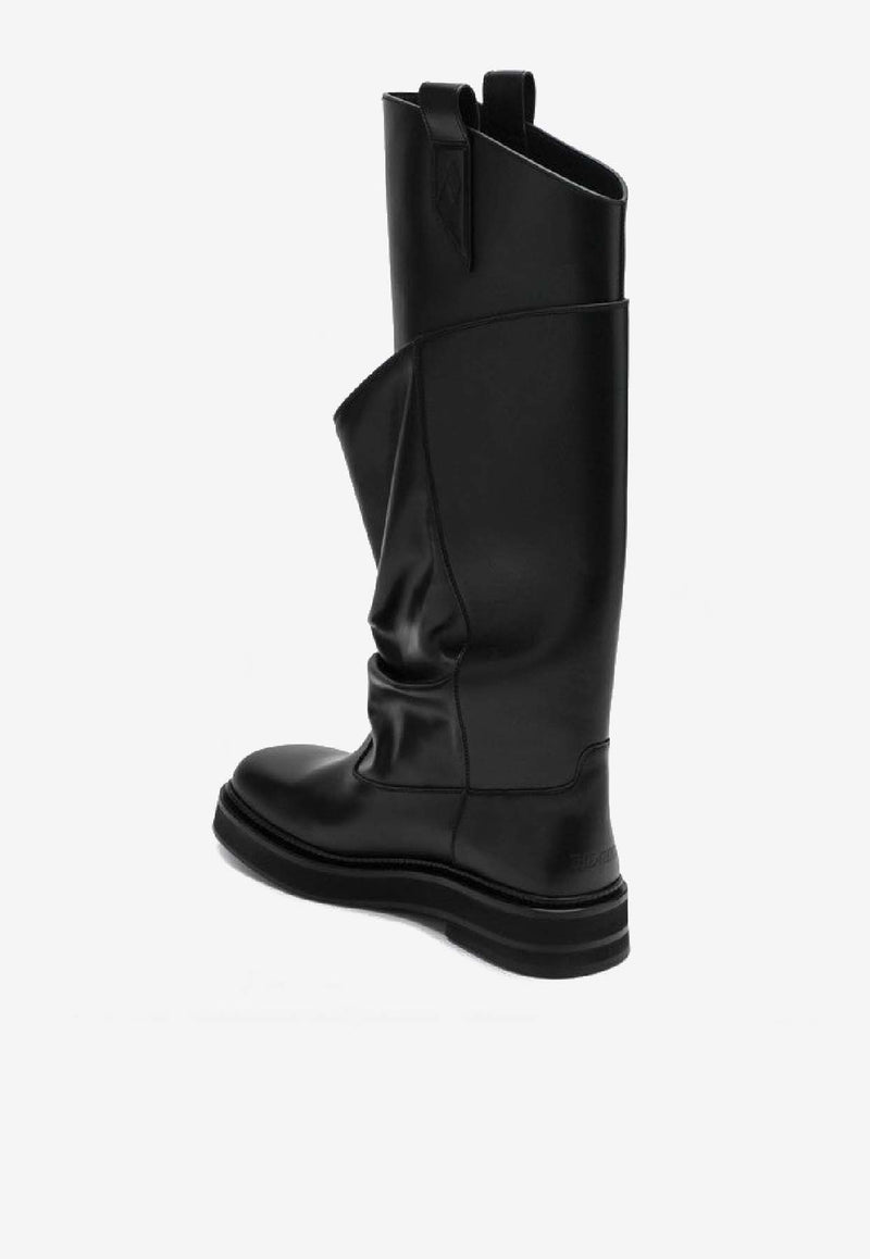 The Attico La Passeggiata Leather Knee-High Boots Black 260WSH0090LBT019AA/S_ATTIC-100