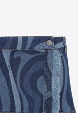 Marmo Print Mini Denim Skirt