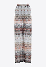 Wide-Leg Zigzag-Pattern Pants