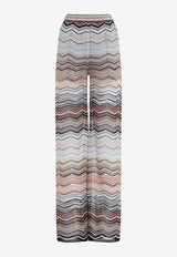 Wide-Leg Zigzag-Pattern Pants