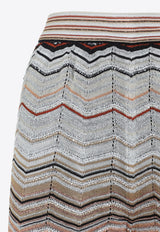 Wide-Leg Zigzag-Pattern Pants