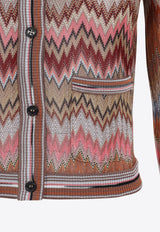 Zigzag-Pattern Crewneck Cardigan