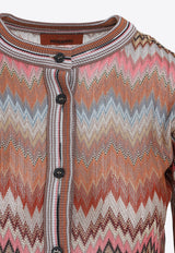 Zigzag-Pattern Crewneck Cardigan