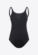 Embroidered-Logo Cut-Out One-Piece Swimsuit