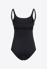 Embroidered-Logo Cut-Out One-Piece Swimsuit