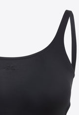 Embroidered-Logo Cut-Out One-Piece Swimsuit