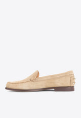 Suede Loafers with Embossed-Logo