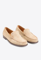 Suede Loafers with Embossed-Logo