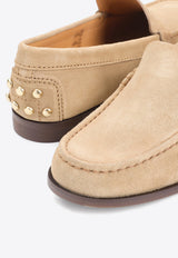Suede Loafers with Embossed-Logo