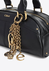 Bowling Leather Top Handle Bag with Charms