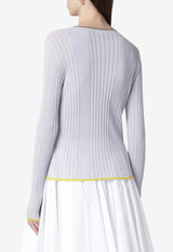 Roberto Collina Ribbed Knit Cardigan Lilac 261FXA28010VI/S_ROBER-33