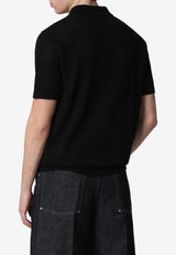 Roberto Collina Openwork Ribbed Polo T-shirt Black 261MYA13224CO/S_ROBER-09