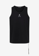 Crystal Embellished Skull Sleeveless T-shirt