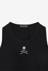 Crystal Embellished Skull Sleeveless T-shirt