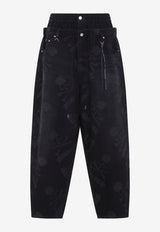 Skull-Print Wide-Leg Easy Jeans