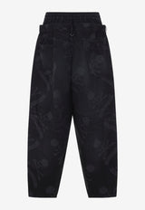 Skull-Print Wide-Leg Easy Jeans