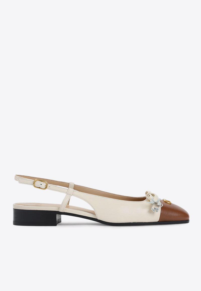 Paneled VLogo Leather Ballet Flats
