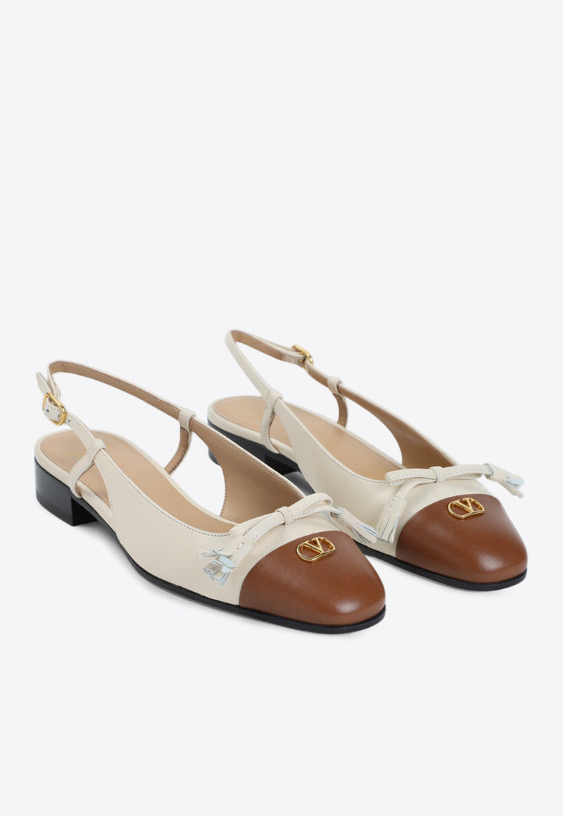 Paneled VLogo Leather Ballet Flats