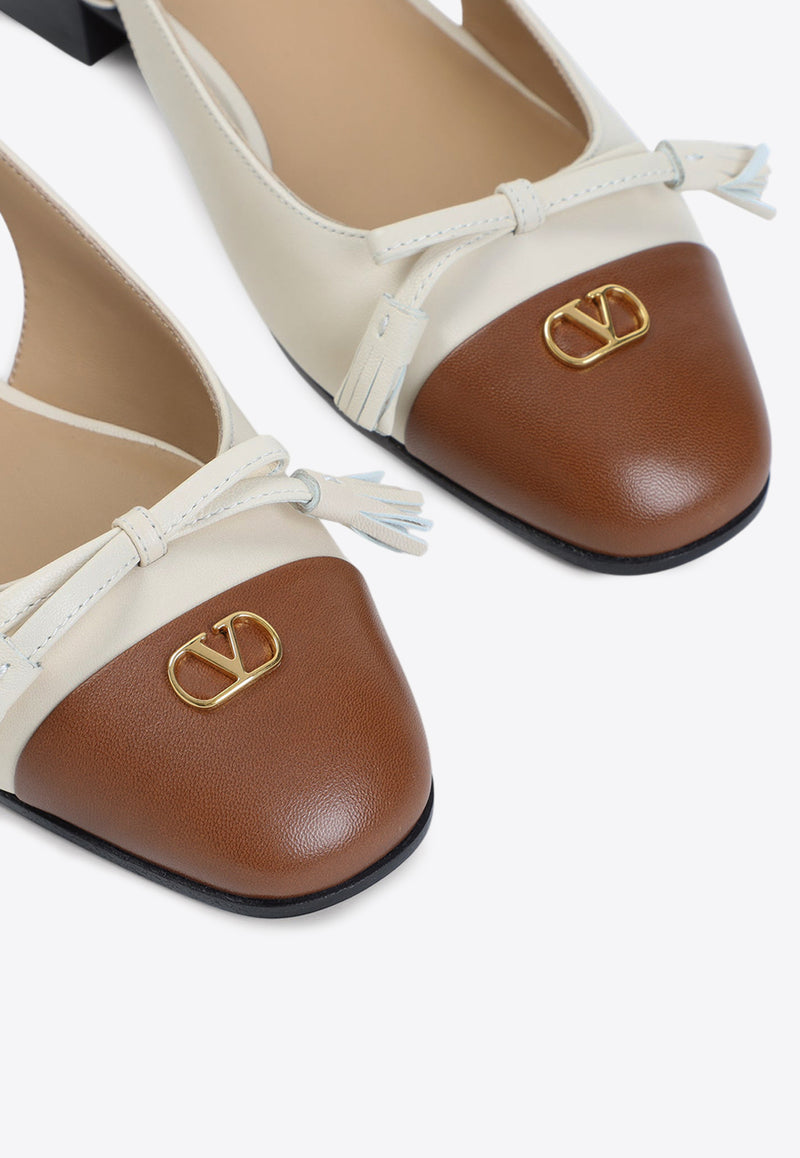 Paneled VLogo Leather Ballet Flats