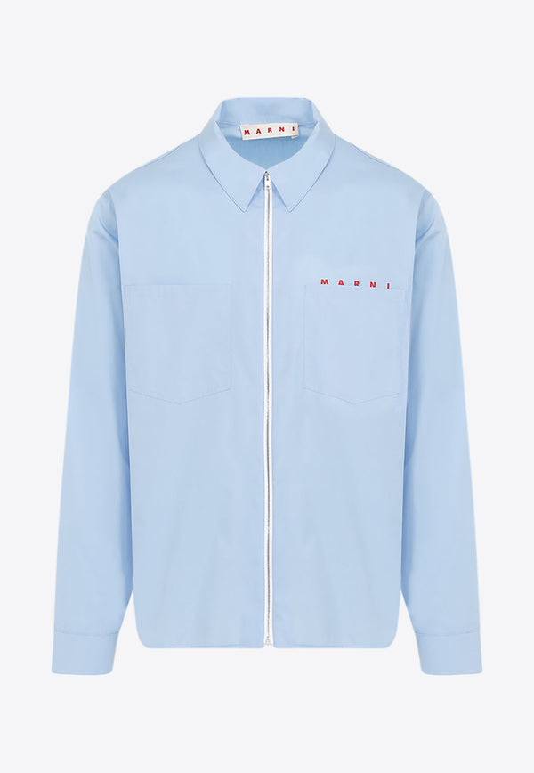 Logo-Printed Zip-Up Shirt