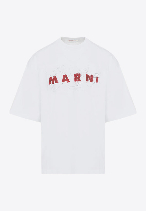 Wrinkled Logo Print Crewneck T-shirt