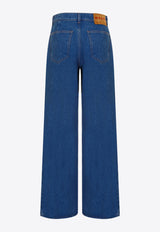 Logo-Embroidered Wide-Leg Jeans