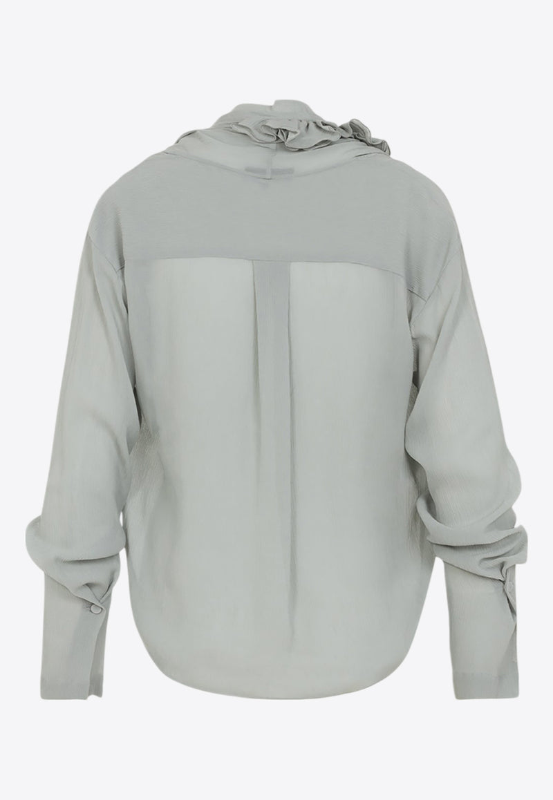 Ruffled Sheer V-neck Top