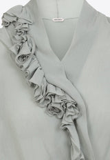 Ruffled Sheer V-neck Top