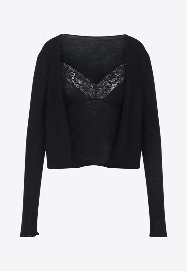 V-neck Lace-Trimmed Sweater
