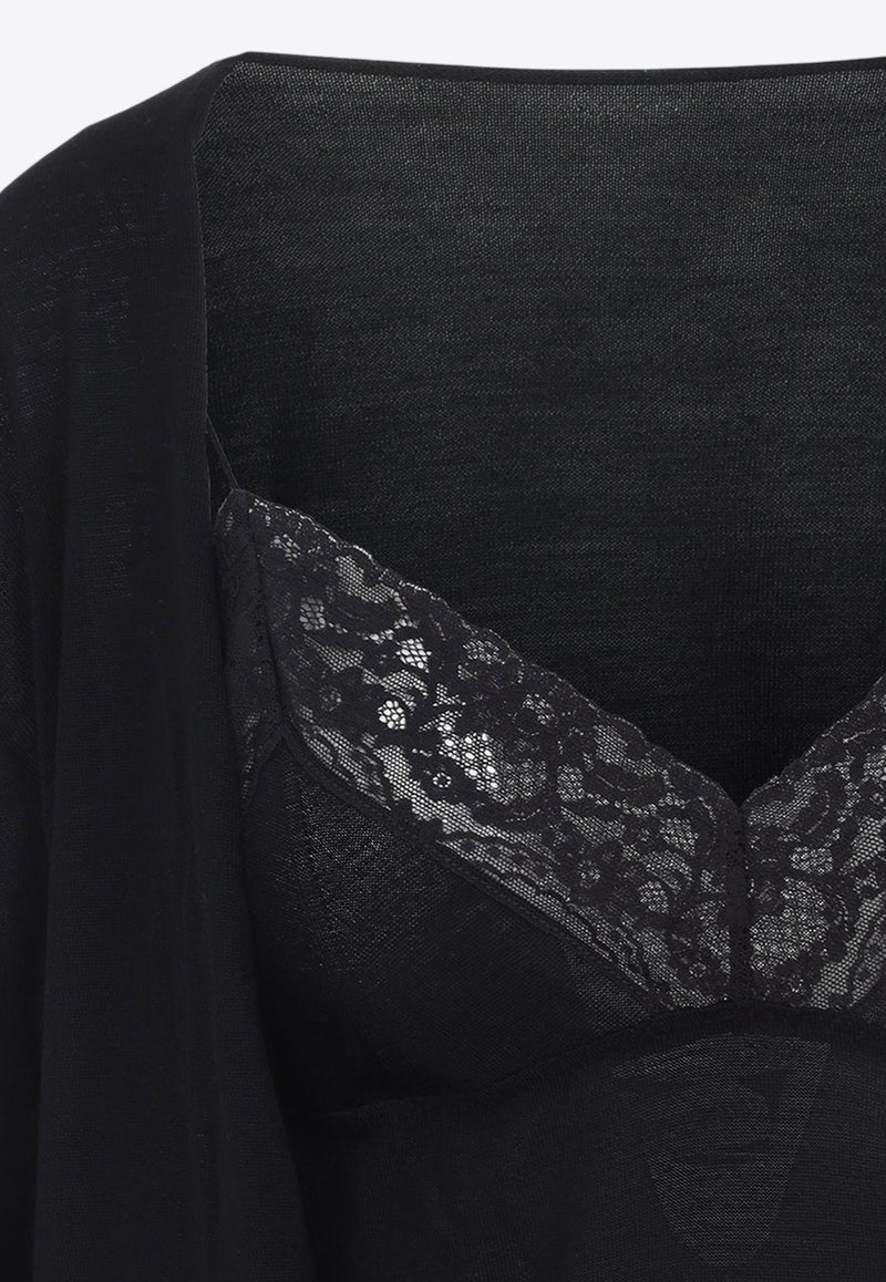 V-neck Lace-Trimmed Sweater