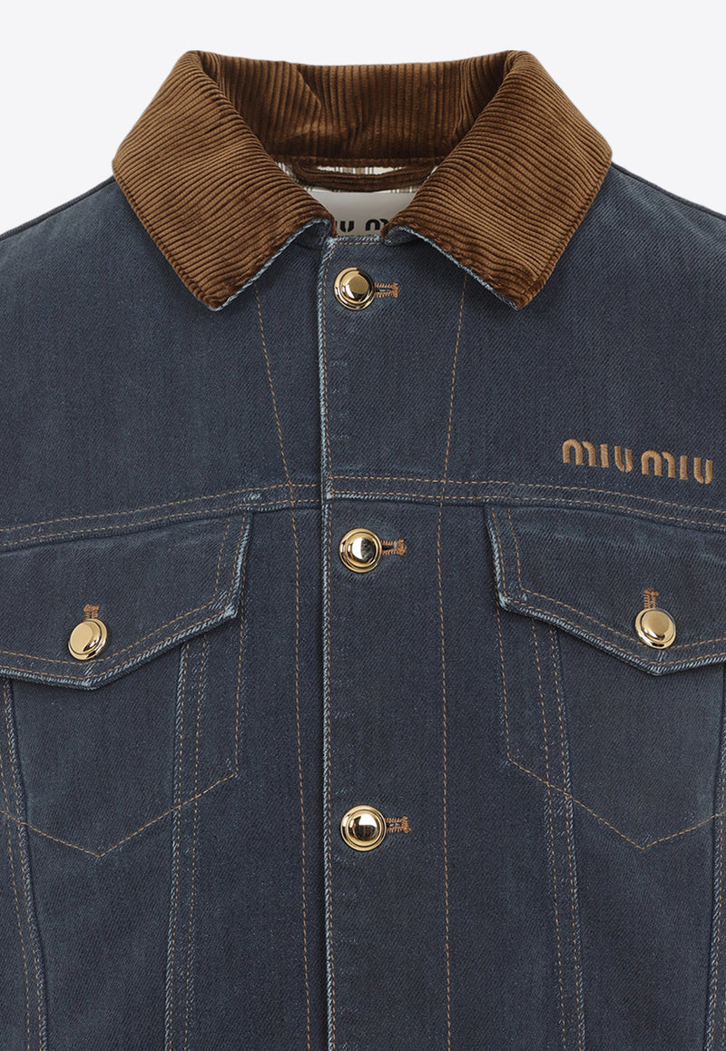 Logo-Embroidered Denim Vest