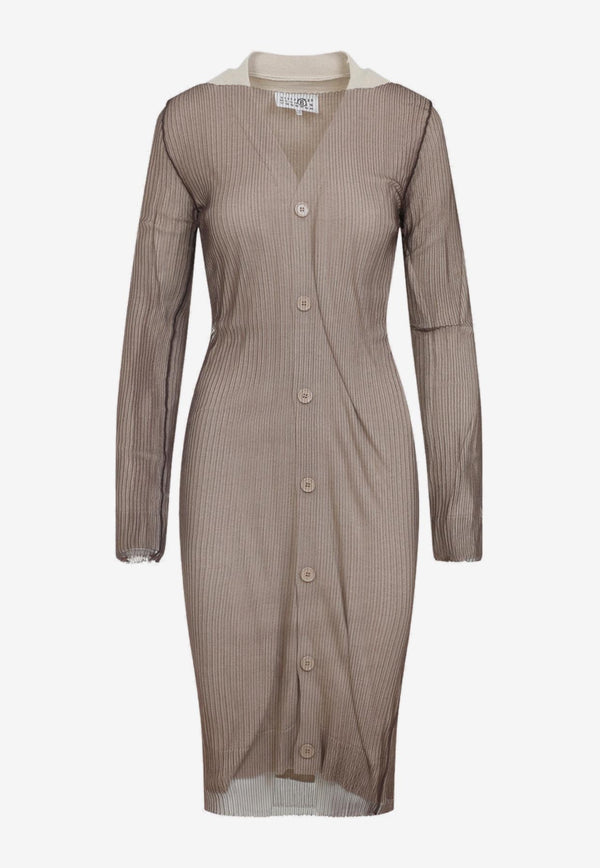 Buttoned Knitted Wool-Blend Dress