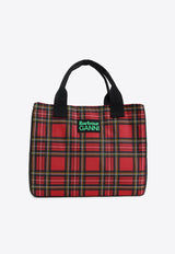 X GANNI Tartan Check Wax Tote Bag