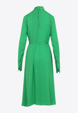 Pleated Silk Midi Dress