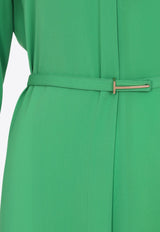 Pleated Silk Midi Dress