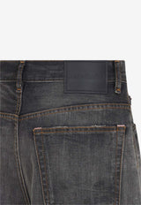 Paint-Splattered Bermuda Denim Shorts